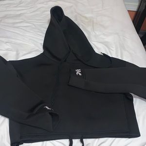 Black foam crop hoodie